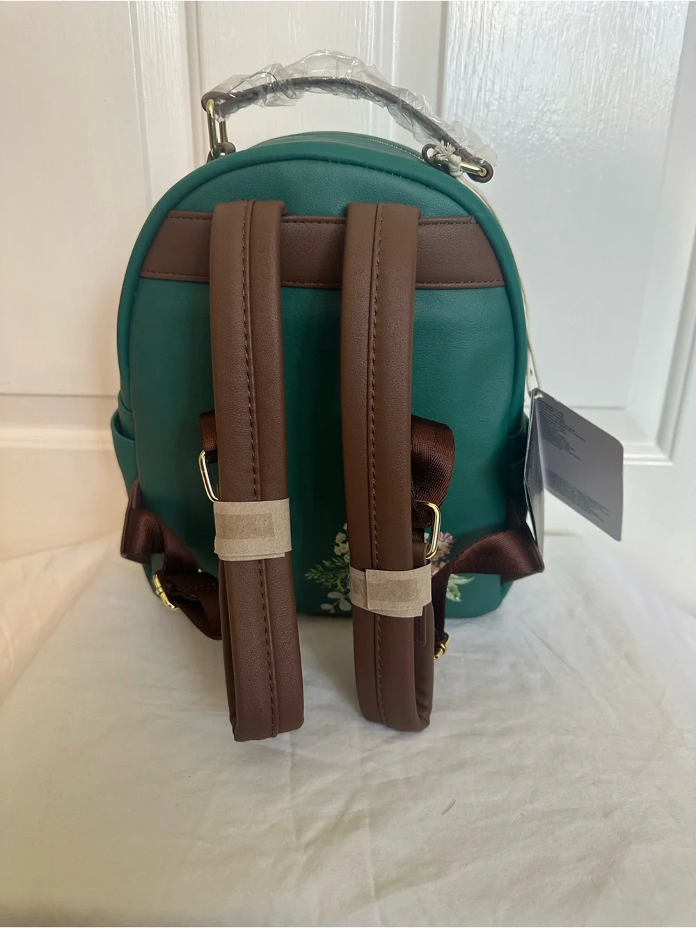 Loungefly Green & Gold Loki Floral Mini Backpack with Ear Headband